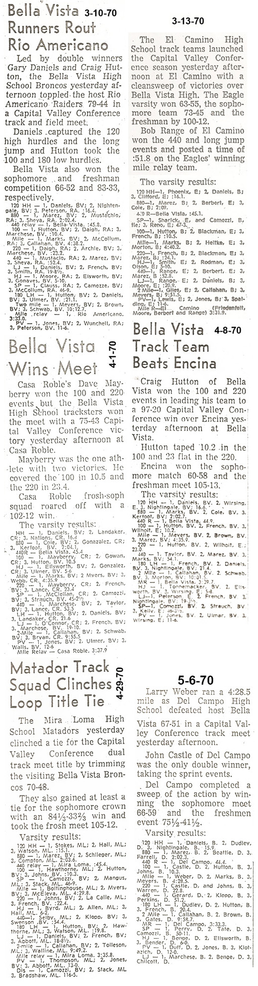 1970 BV Track Dual Results